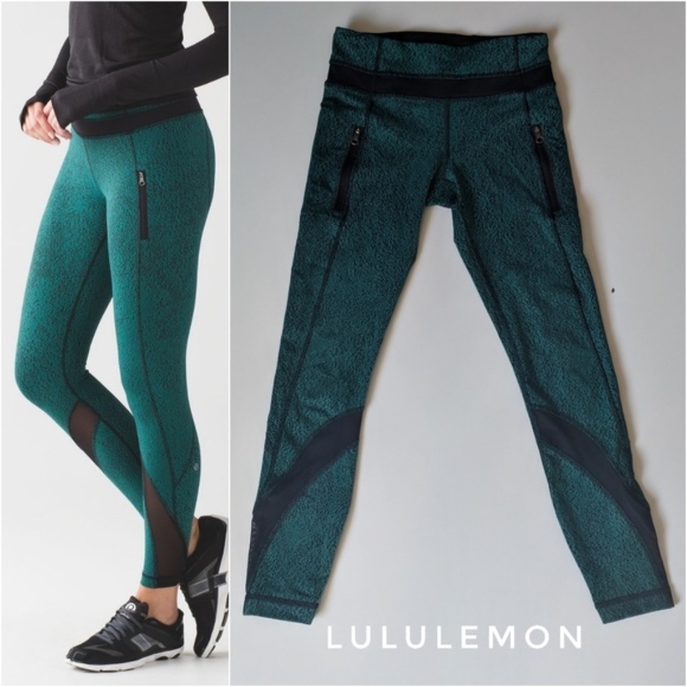 Lululemon Inspire Tight Green Spray Leggings - Picture 4 of 7
